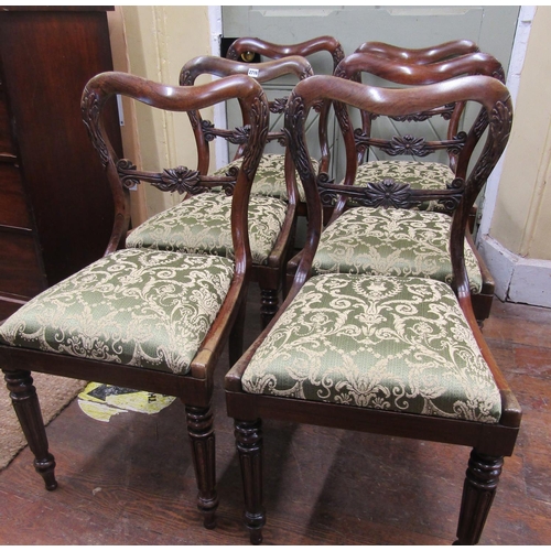 2716 - A set of six Regency rosewood dining chairs with drop in seats, carved detail on fluted forelegs