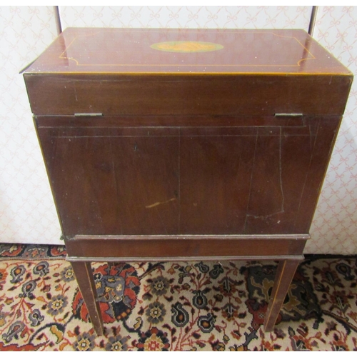 2740 - A Georgian mahogany wine cooler (now with material lined interior) raised on four square tapered leg... 