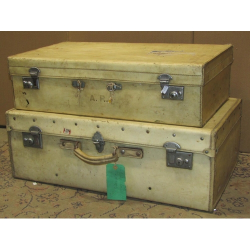 2130 - Two vintage velum suitcases