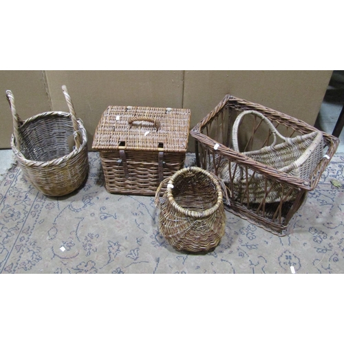 2131 - Five vintage wicker baskets of various size and design