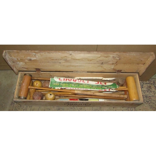 2139 - A vintage Jacques croquet set in original pine box (af)