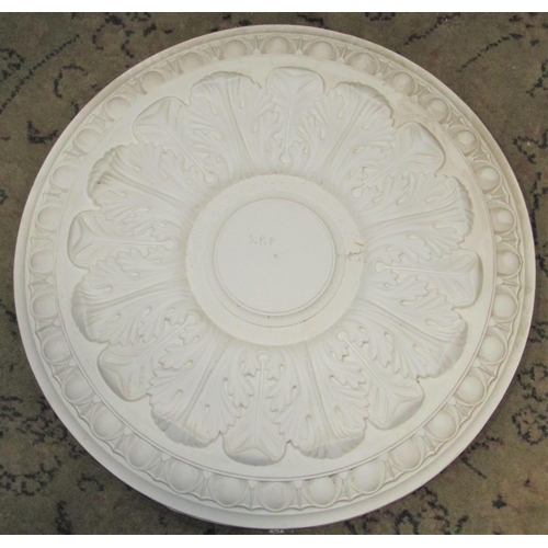 2160 - Seven moulded plaster ceiling roses, varying size and design