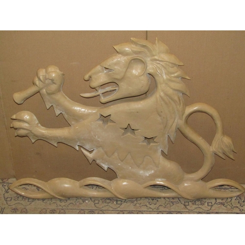 2167 - A cast resin rampant lion wall plaque, 96 cm wide x 68 cm high