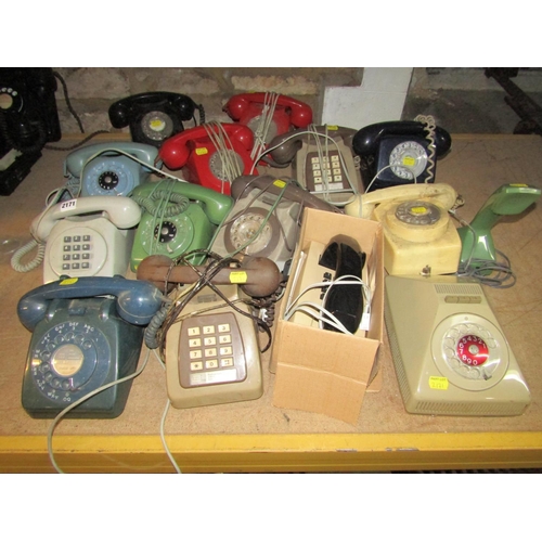 2171 - Thirteen assorted 1960s and 70s rotary and button telephones in various colours, some designed by Er... 