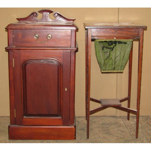 2459 - A delicate Edwardian mahogany sewing table of square cut form with repeating bead detail, hinged lid... 