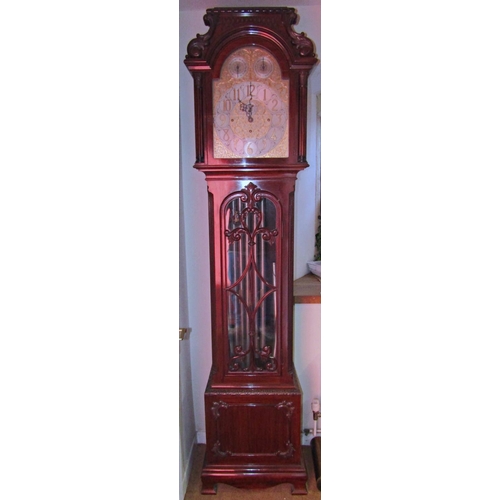 2674 - A fine quality mahogany longcase clock c.1890, the case with glazed panel door and astragal detail, ... 