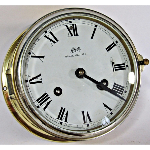 1498 - Schatz brass bulkhead clock and a further German bulk head chronometer (2)