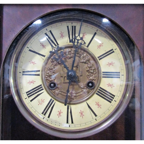 1506 - Late 19th century wall clock with eight day striking movement, the casework with split spindle mould... 