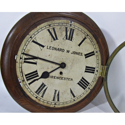 1507 - Late 19th century dial clock with eight day timepiece - Leonard Jones, Cirencester, the dial 30cm to... 