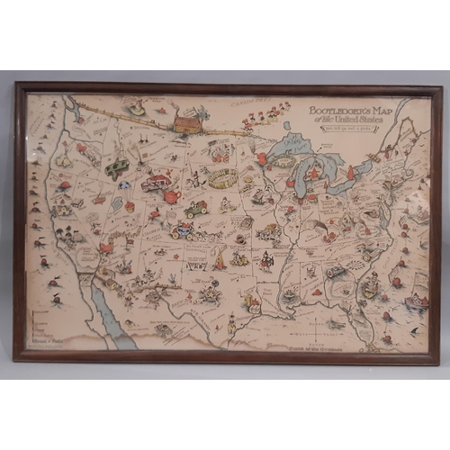 29A - Edward McCandlish - 'Bootlegger's Map of The United States', hand-coloured print, 56 x 88 cm, framed... 