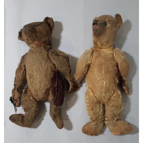 395 - 2 early 20th century teddy bears both with jointed body, pronounced muzzle and stitched nose includi... 