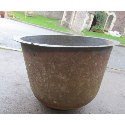 2035 - An old cast iron tub/cauldron with simple flared rim, 62 cm diameter x 45 cm high (water tight)