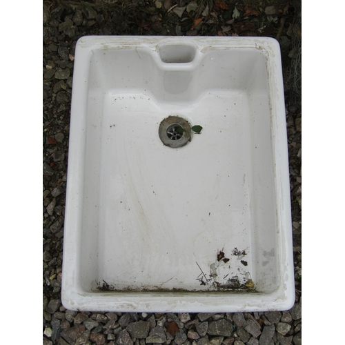 2045 - A reclaimed white glazed stoneware butlers sink 60 cm long x 46 cm wide x 26 cm high together with a... 