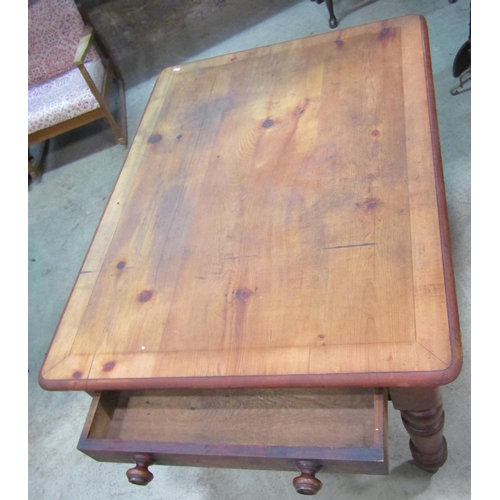 2227 - A Victorian stained pine kitchen table of rectangular form with moulded outline and rounded corners ... 