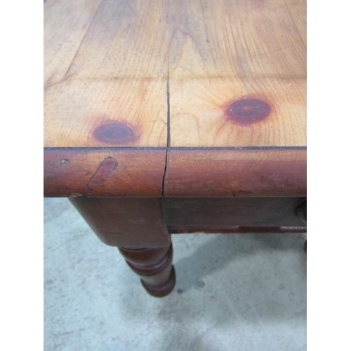 2227 - A Victorian stained pine kitchen table of rectangular form with moulded outline and rounded corners ... 