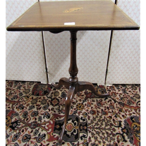 2790 - A Georgian mahogany occasional table, the square cut top 46cm square, with cross banded and shell in... 