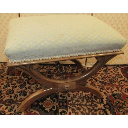 2792 - A William IV mahogany X framed stool with upholstered seat, together with a 19th century copper warm... 