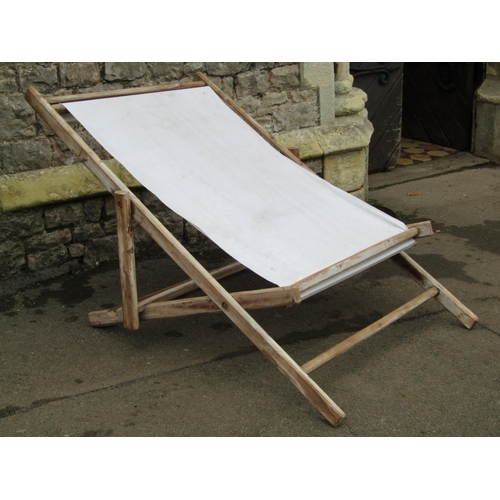 2114A - A large outsized traditional folding deck chair, 104 cm wide