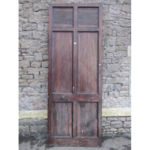 2116 - A reclaimed country house internal rosewood six panelled door, 89 cm wide x 236 cm high