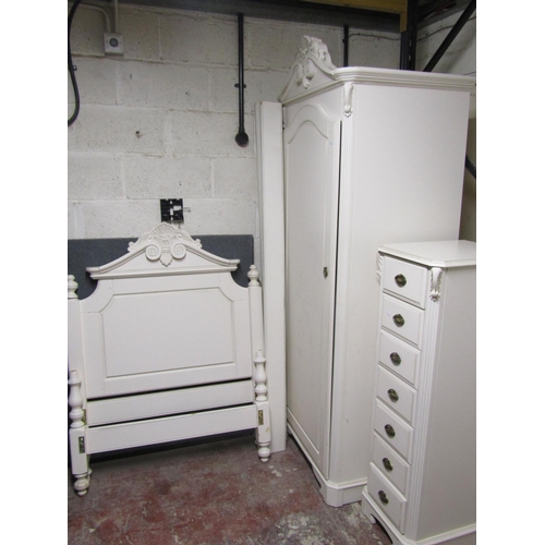 2620 - A contemporary bedroom suite for a small room comprising a single bedstead, single wardrobe enclosed... 