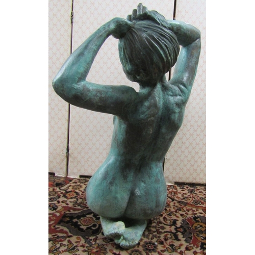 2754A - Figurative resin bronze sculpture 'Nixie' by Christine Baxter with weathered verdigris finish, 75cm ... 