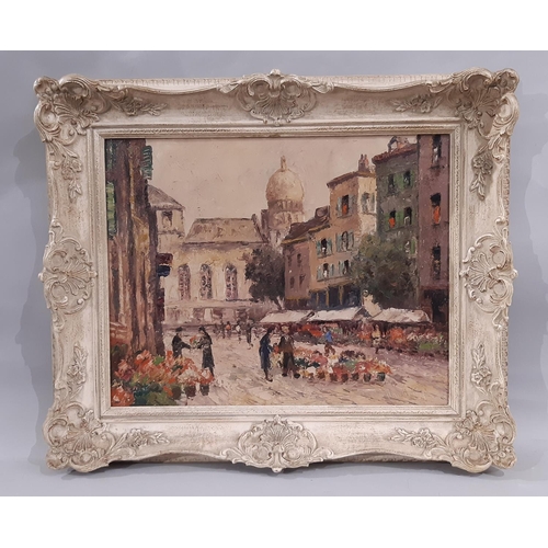 62 - French School - Montmartre Street Scene, oil on canvas, indistinctly signed lower right, 40 x 50 cm,... 