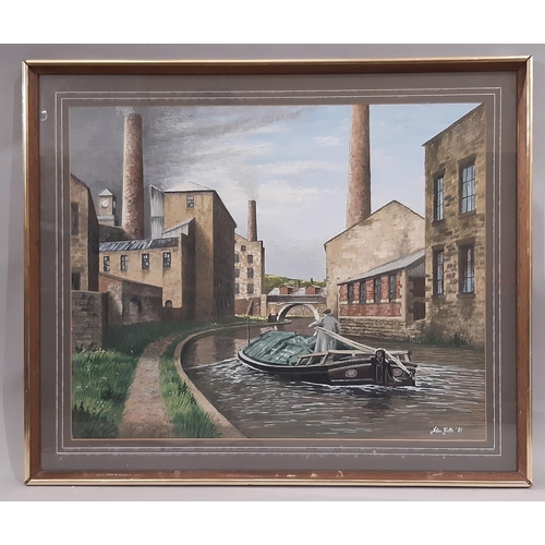 64 - Alan Firth - City Canal Scene, gouache on paper, signed and dated '81' lower right, 42 x 52 cm, fram... 