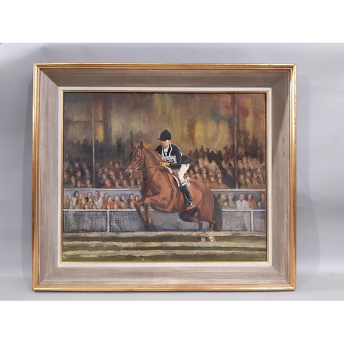 68 - Ursula Bradley (20th Century) - 'Champion of Europe', oil on canvas, signed lower right, titled vers... 