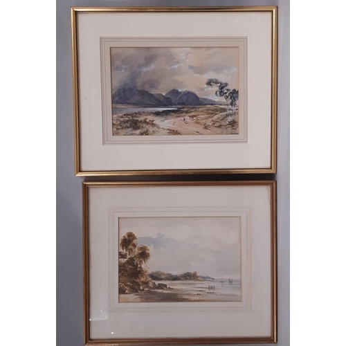 74 - Three c.19th century framed works to include: A. L. Ralli? - watercolour of figure and animals in mo... 