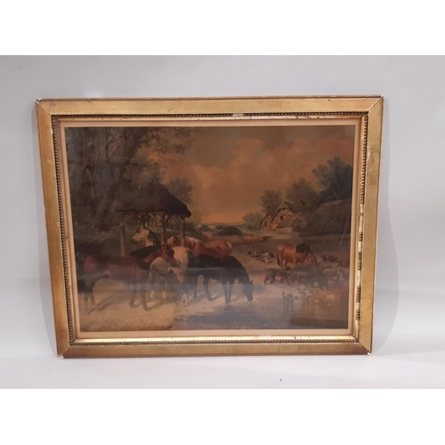 74 - Three c.19th century framed works to include: A. L. Ralli? - watercolour of figure and animals in mo... 