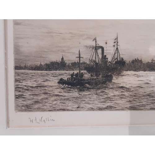 78 - William Lionel Wyllie (1851-1931) - etching, signed lower left in pencil, 25 x 9.8 cm, framed and gl... 