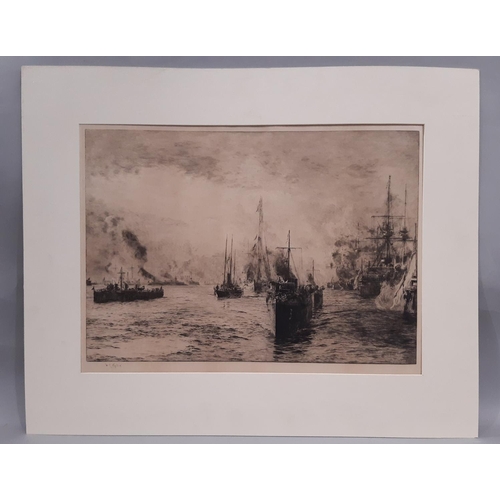 79 - William Lionel Wyllie (1851-1931) - etching, signed lower left in pencil, 41.5 x 59 cm, mounted, unf... 