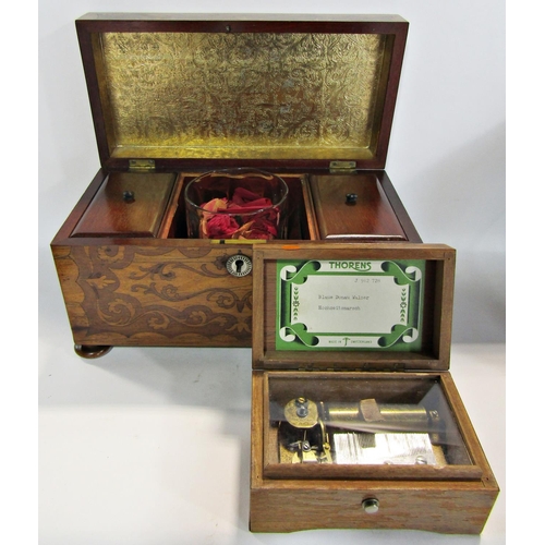 1776 - A Birdseye maple music box, from the Isle of Capri, 19th century mahogany brass bound writing slope ... 