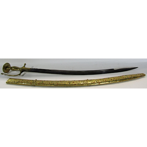 1791 - Middle Eastern style souvenir scimitar sword with faux gold encrusted scabbard, together with a furt... 