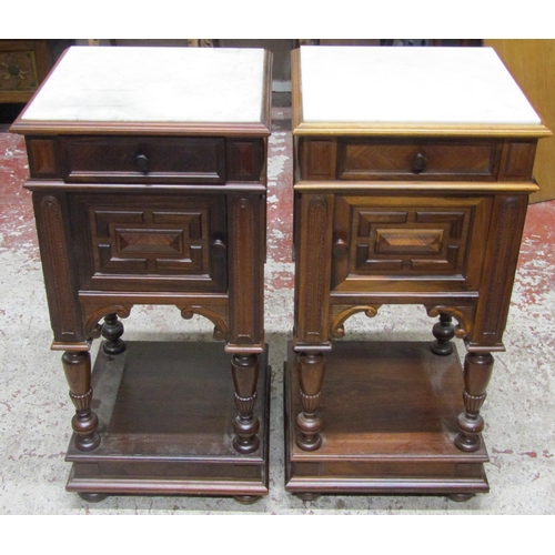 2643 - A pair of good quality 19th century rosewood bedside/lamp tables each enclosed by a panelled door an... 