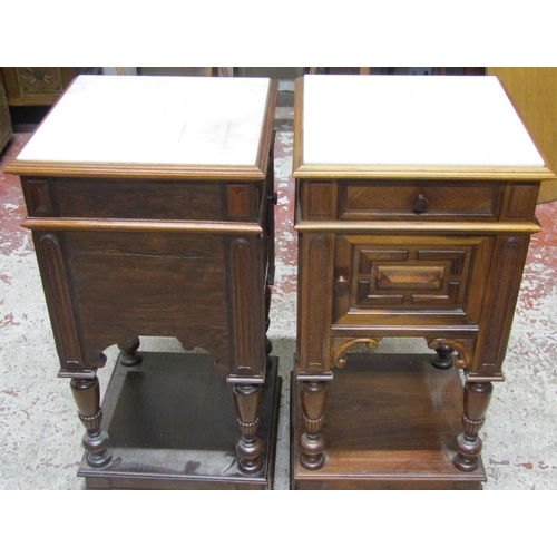 2643 - A pair of good quality 19th century rosewood bedside/lamp tables each enclosed by a panelled door an... 