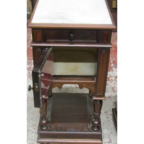 2643 - A pair of good quality 19th century rosewood bedside/lamp tables each enclosed by a panelled door an... 