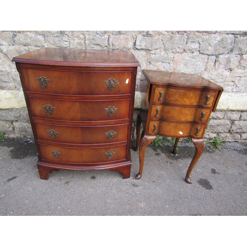 2655 - A reproduction Georgian style mahogany bow fronted chest of drawers on bracket supports, 62 cm wide,... 