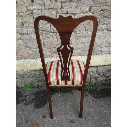 2658 - A suite of six inlaid Edwardian mahogany parlour room chairs each with marquetry inlaid detail, all ... 