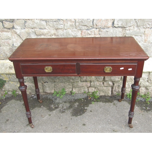 2660 - 19th century mahogany side table fitted with two frieze drawers on turned supports, 105 cm wide