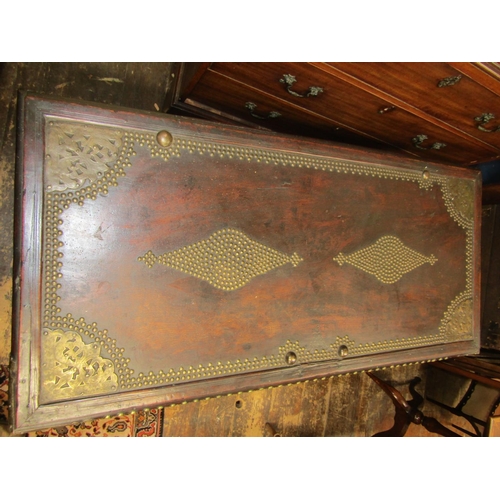 2805 - 19th century Zanzibar wedding or Dower chest, the hardwood frame heavily overlaid with geometric bra... 