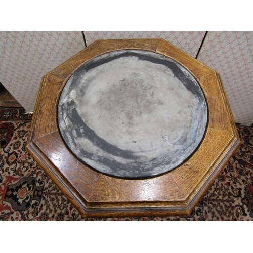 2812 - 19th century games table, the circular Italian marble top set withing an English oak octagonal frame... 