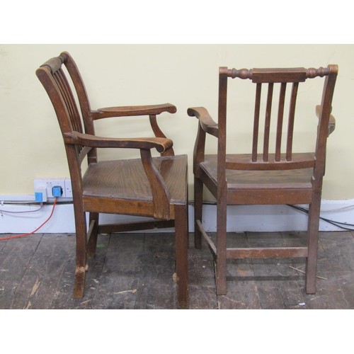 2779 - A set of eight (6+2) dining chairs with stick backs and solid seats on square cut supports