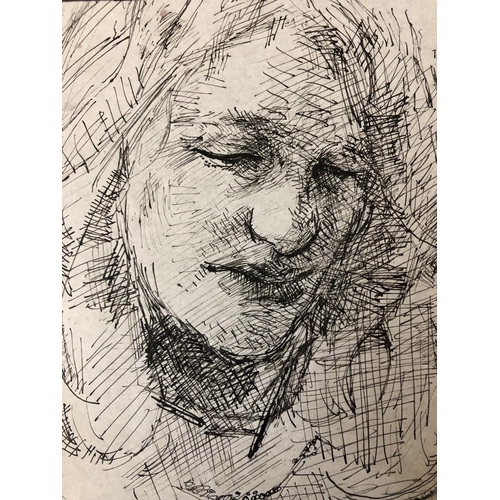 117 - Robert Oscar Lenkiewicz (1941-2002) - Portrait pen study on paper, with 'From the Studio R.O. Lenkie... 