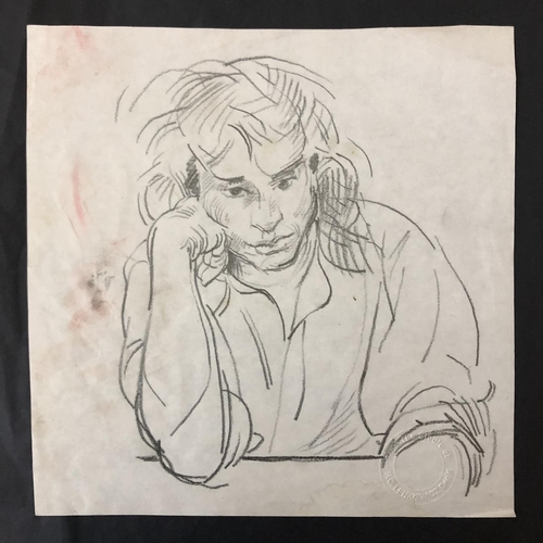 120 - Robert Oscar Lenkiewicz (1941-2002) - Portrait pencil study on paper, 'From the Studio R.O. Lenkiewi... 