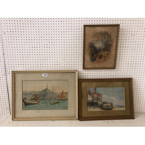 127 - Three c.19th century watercolours to include: Attributed to Tristram James Ellis (1844-1922) - 'Byza... 