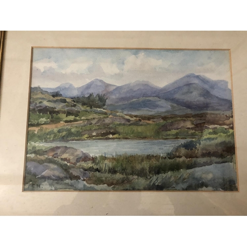 132 - Eight framed works to include: Eleana Hawkes - two watercolour landscapes of lakes, largest: 34 x 24... 