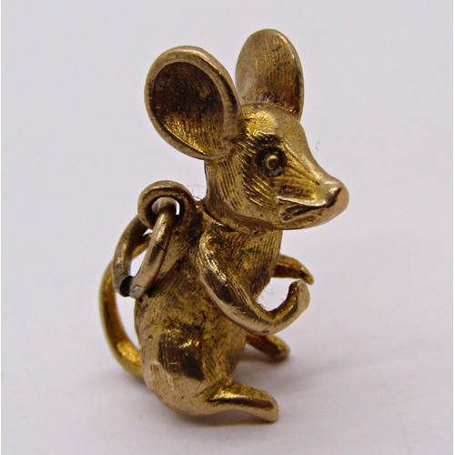 1356 - Five 9ct animal charms comprising a cat, horse, mouse, Scottie dog and piggy bank, 20.1g total (5)