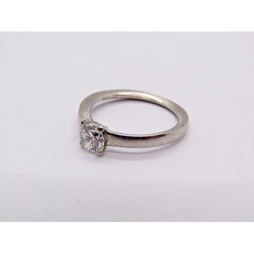 1370 - 950 platinum diamond solitaire ring, 0.50ct approx, London 2007, size I, 3g (see image of 2022 open ... 