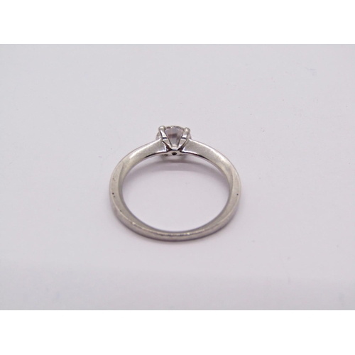 1370 - 950 platinum diamond solitaire ring, 0.50ct approx, London 2007, size I, 3g (see image of 2022 open ... 